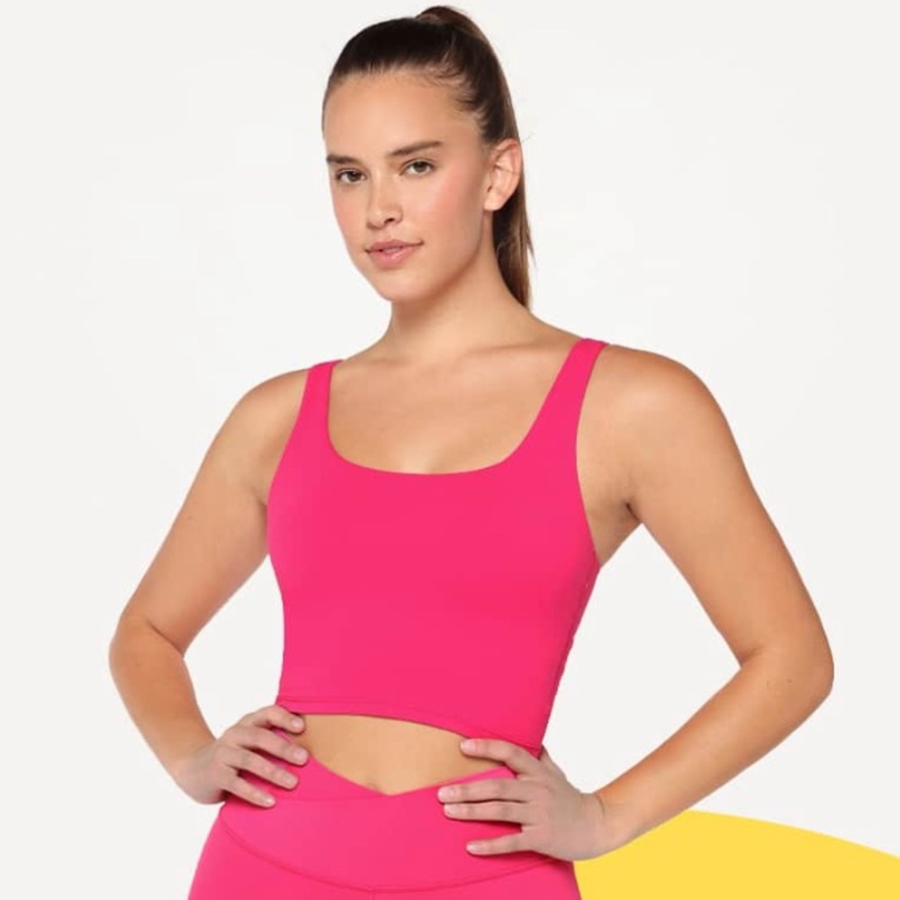 GlowMode featherfit twist back sport tank bra Small Hot Pink
